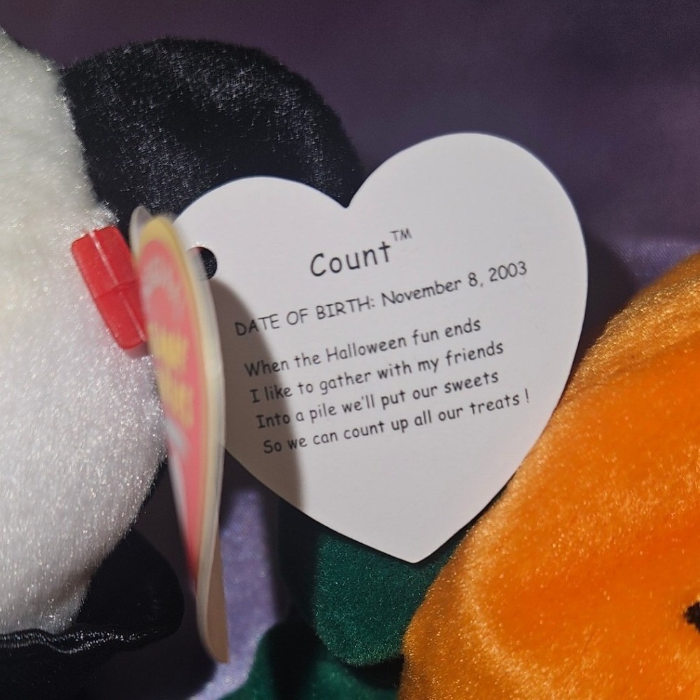 Ty Beanie Babies Vtg 7 Halloween Ghost Witch Skeleton Pumpkin Vampire Panda - Picture 7 of 9